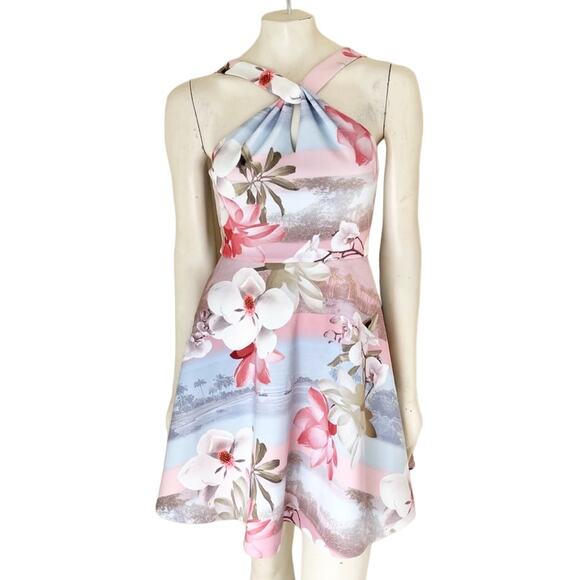 NEW TED BAKER Umerta Floral Skater Dress  Pockets Tropical Beach Hawaiian SZ S - Picture 1 of 13